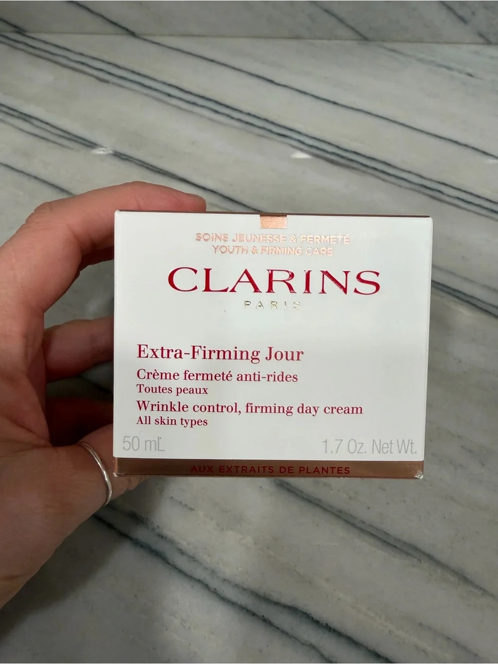Clarins Extra-Firming Jour Day Cream — White & Rose Gold Accents